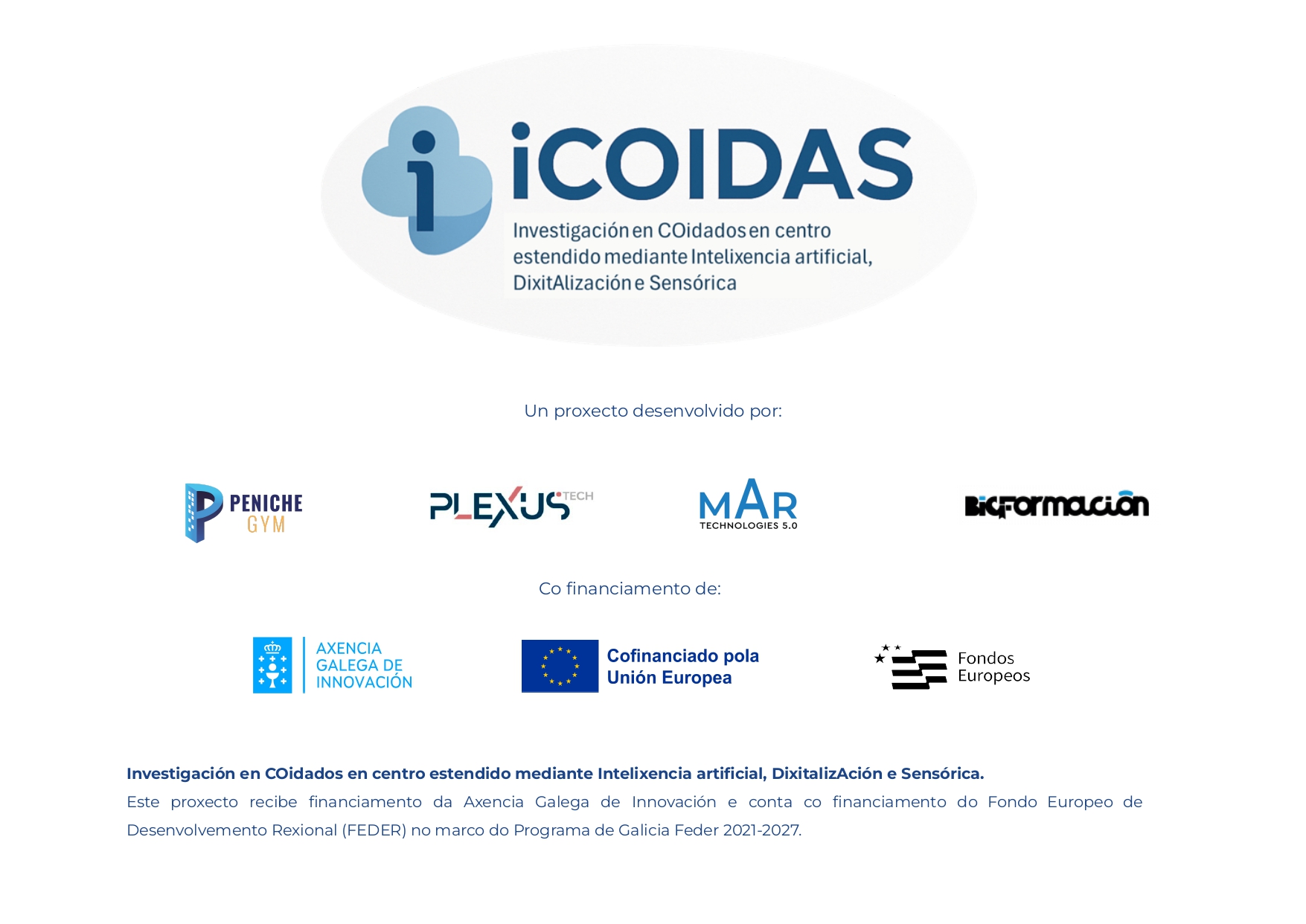 Cartel_iCoidas_web_page-0001 Cartel del proyecto iCOIDAS con los logotipos del consorcio y de las entidades financiadoras: GAIN, Xunta de Galicia y FEDER
